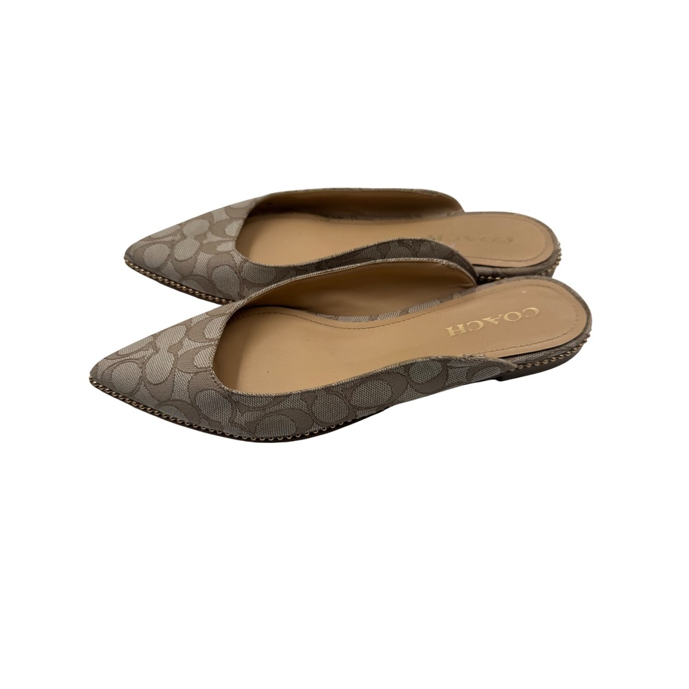 Coach Womens Signature C Jacquard Pointed Toe Mules Khaki Brown Size 9.5 - Picture 12 of 12